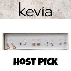 Kevia Smokey Quartz & Gold Mixed Earring Set - 5 pairs - New in Box